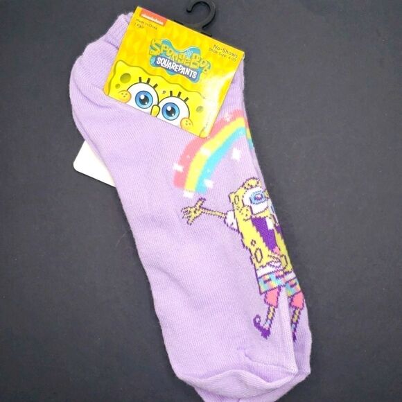 SPONGEBOB Square pants purple ankle socks - Picture 1 of 4